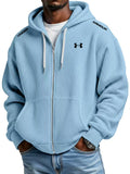 Men's cotton waffle knit casual sports hooded jacket