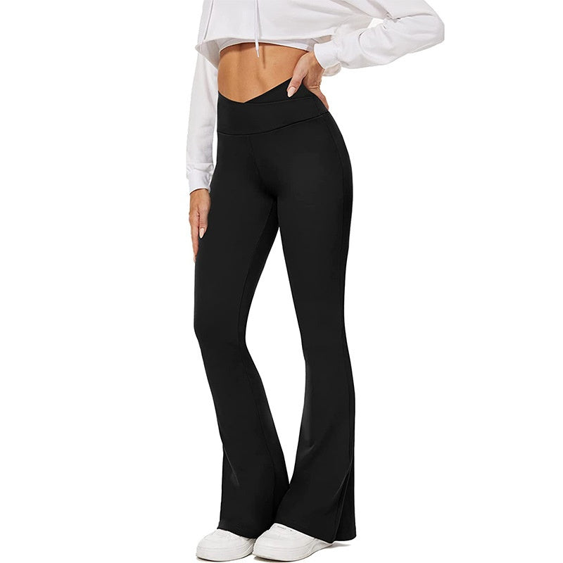 Pantalones acampanados de cintura alta y elásticos para mujer
