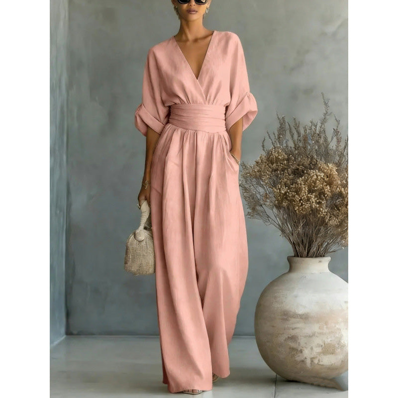 Women's V-neck jumpsuit